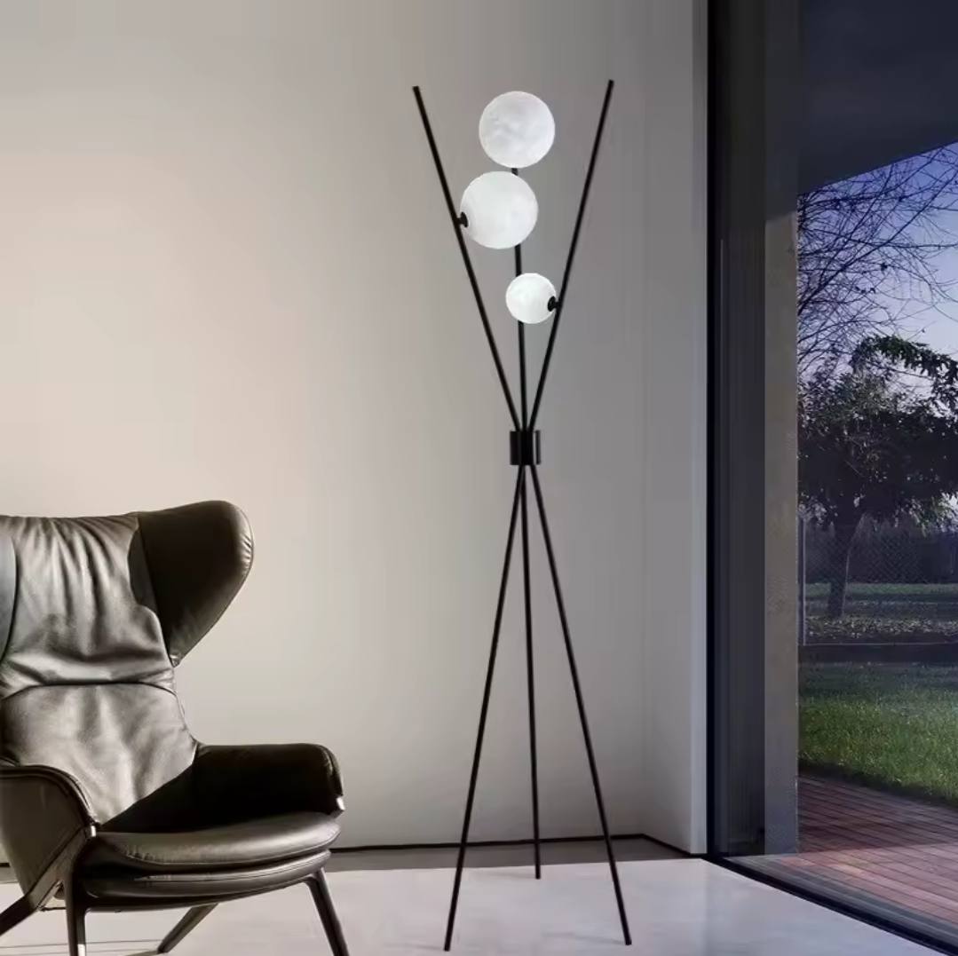 Floor lamp black iron tripod moon globe shades living room — iDecorators Kenya