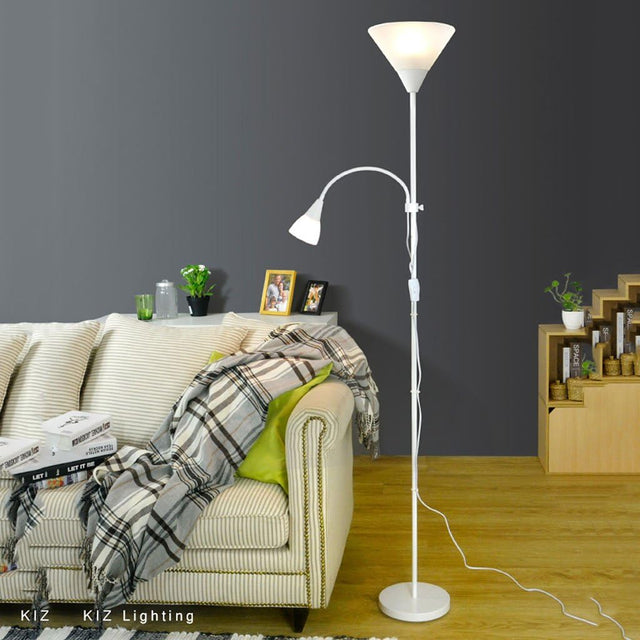 Floor lamp white frosted uplighter with flexible reading arm — iDecorators Kenya