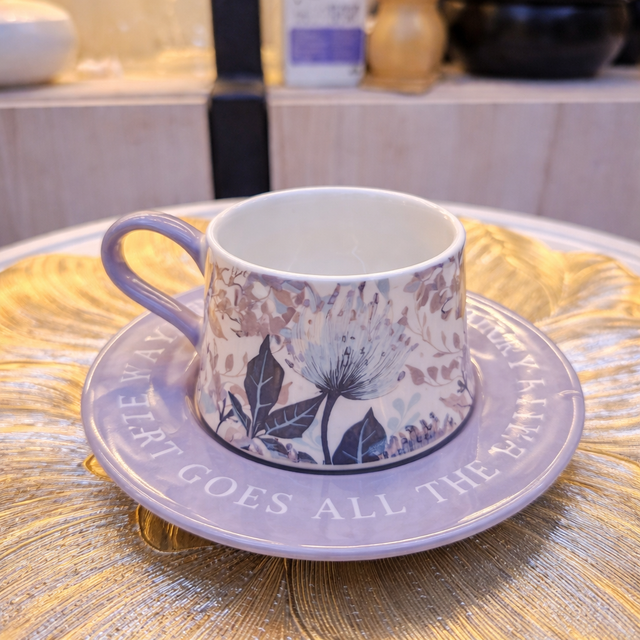 Floral Porcelain Espresso Cup & Saucer Set