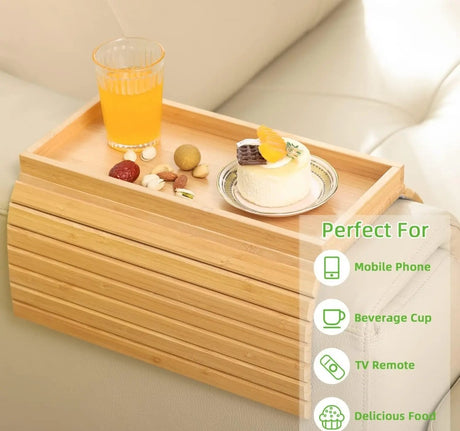 Foldable Bamboo Sofa Armrest Tray grc