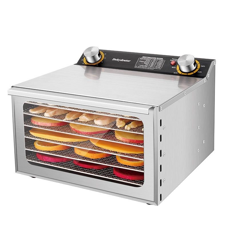 Food dehydrator stainless steel silver with fruit slices drying on trays — iDecorators Kenya