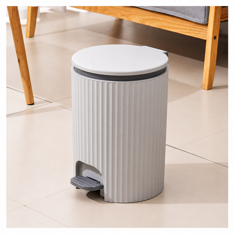 Foot Pedal Push Dustbin — Hard Plastic Grey