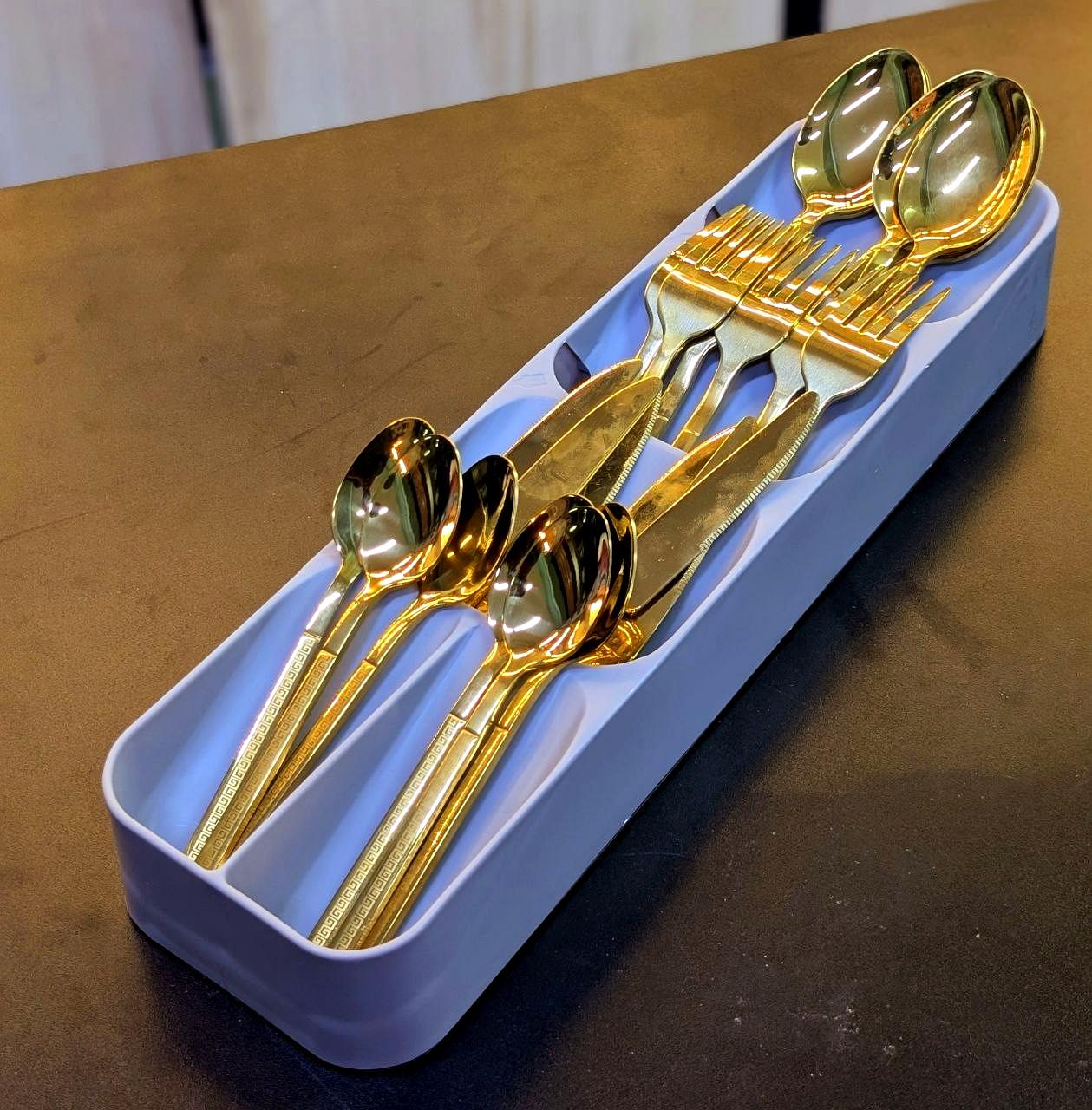 Gold Cutlery Set with Organizer