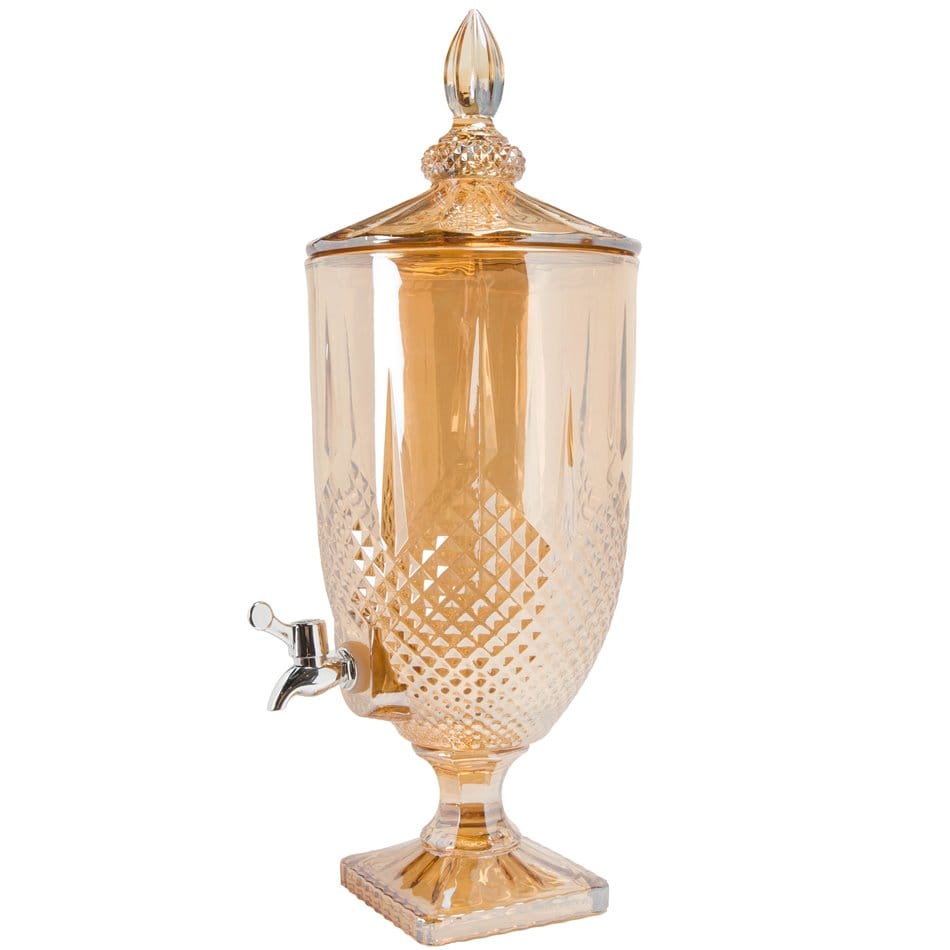 Gold Glass Beverage and Juice Dispenser with Tap spn