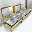 Gold Rectangle Hydraulic Buffet Food Warmer spn