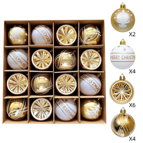 Gold and White Christmas Tree Baubles Set san
