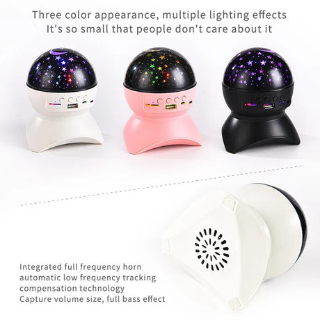 Star Projector Sky Light with Bluetooth Speaker Pink, white and Black