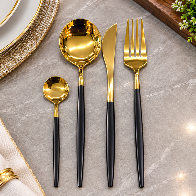 Black & Gold Cutlery Set 24 Pieces | iDecorators Kenya