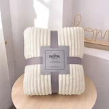 Cream: Ribbed fleece blanket cream flannel folded gift pack — iDecorators Kenya