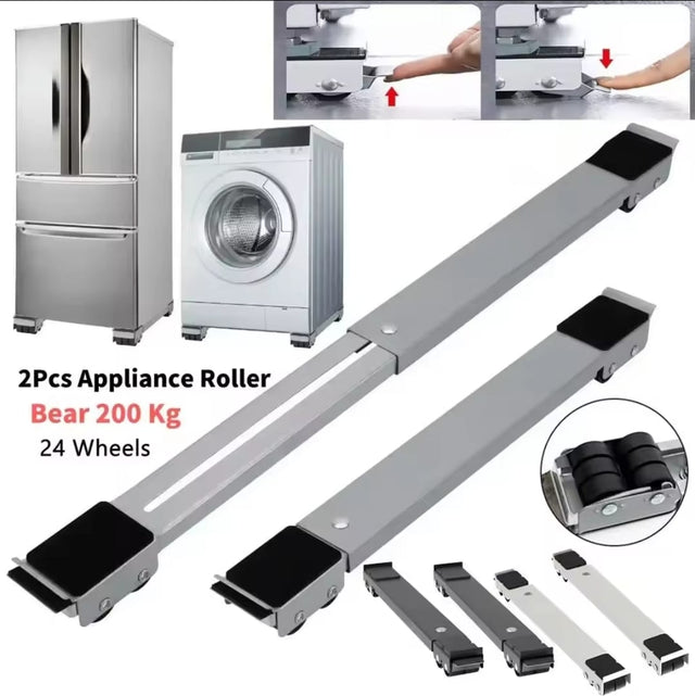 Heavy-Duty Adjustable Appliance Roller Stand silver