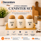 Heavy quality 3pcs Tea,. Coffee, Sugar,  Cannister Set
