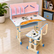 Height Adjustable Kids Study Table &amp; Chair Set with Bookshelf (Ages 3+)