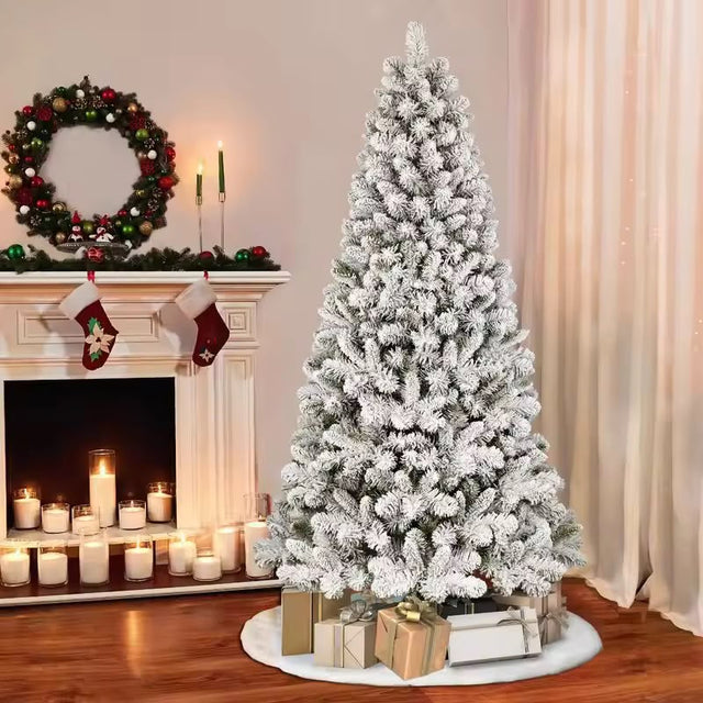 High Count Snow Flocked Artificial Christmas Tree with 3000 Leaves — 1.8 Metres (6 ft) car