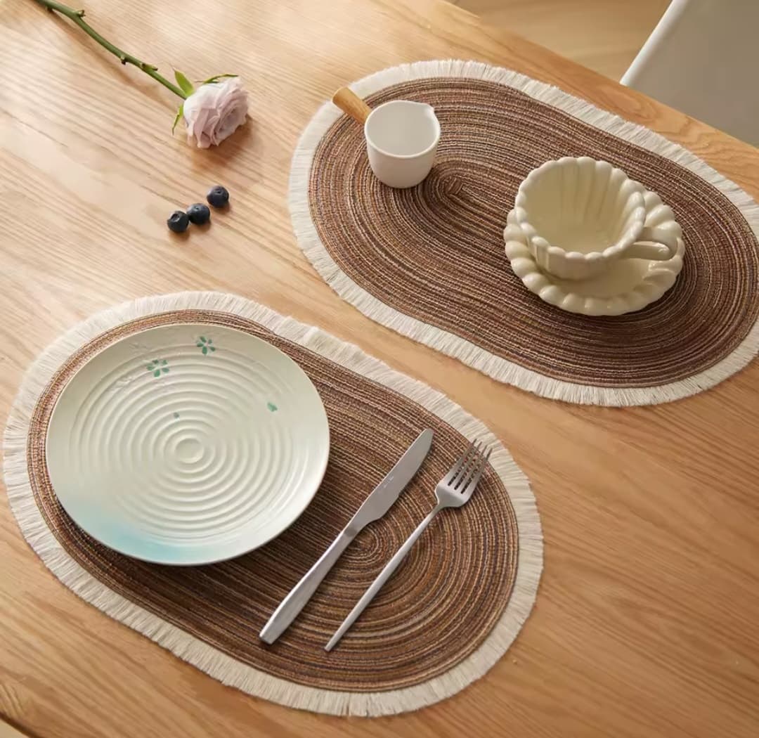High Quality Oval Cotton Braided Table Placemats – Set of 6