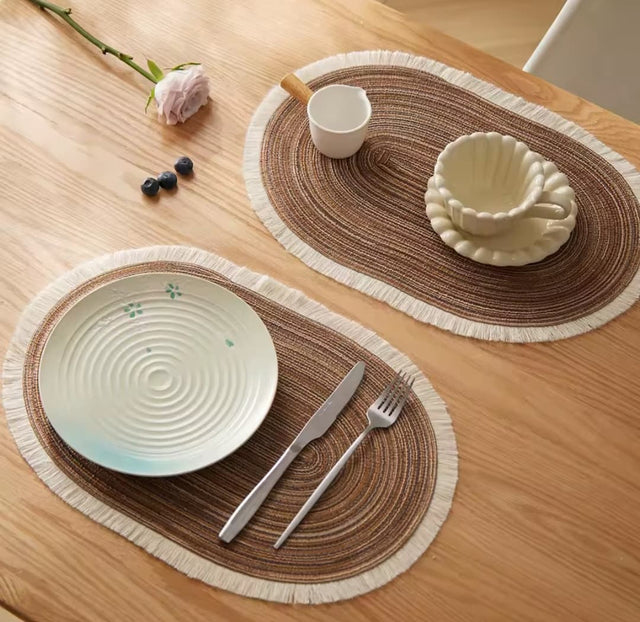 High Quality Oval Cotton Braided Table Placemats – Set of 6
