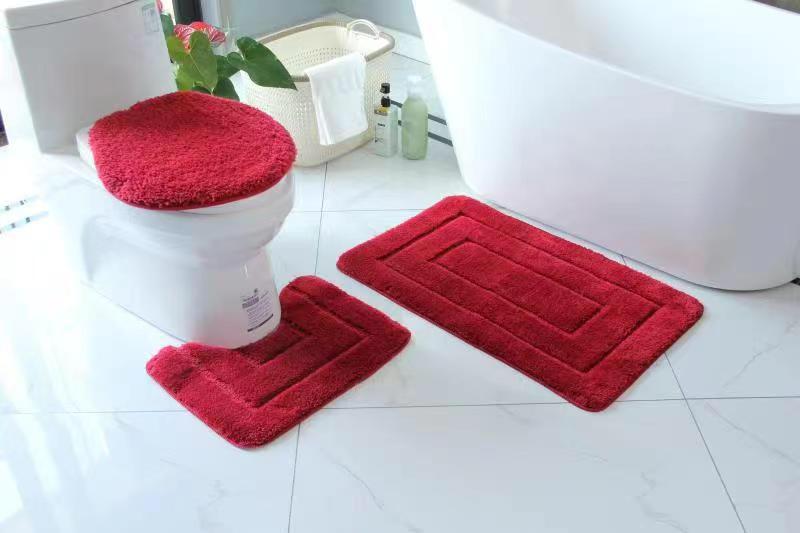 Super absorbent 3pcs fluffy toilet mat set