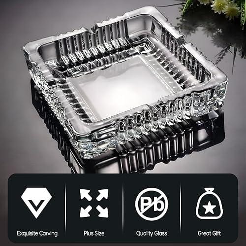 Silver Round Glass Ash tray
