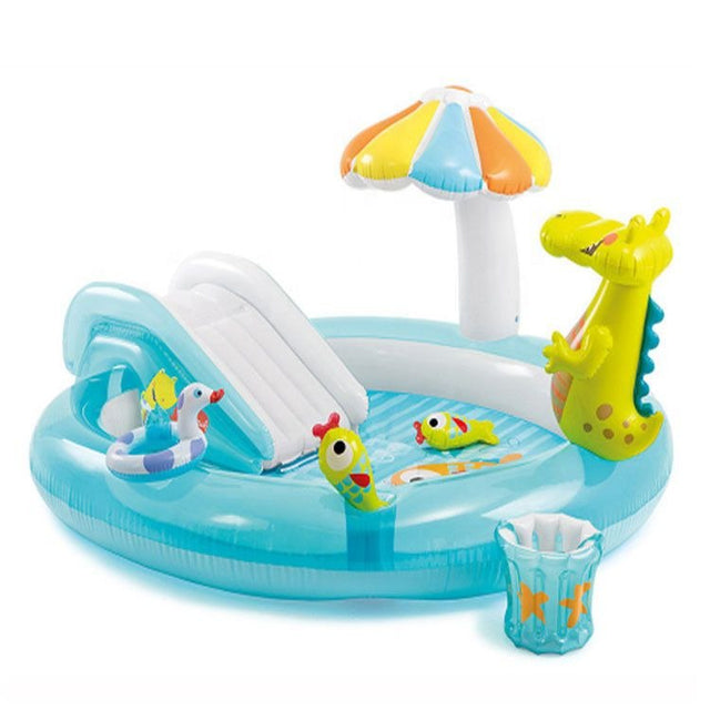 Inflatable kids play pool blue with slide and crocodile — iDecorators Kenya
