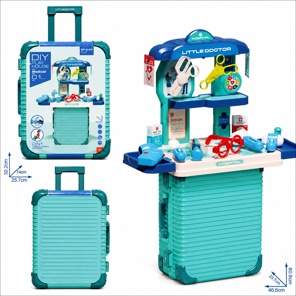 Kids Doctor Play Set Suitcase – 2-in-1 Medical Clinic Pretend Play Toy