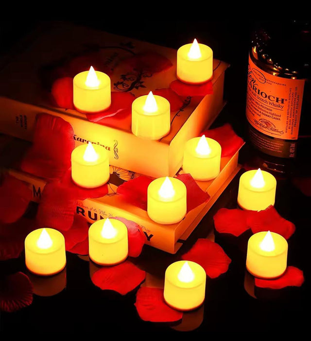 LED Tea Light Candles, Coloured Acrylic — 24 Pieces ric