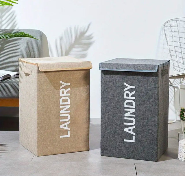 Large Capacity Foldable Laundry Basket with Lid and Handles san