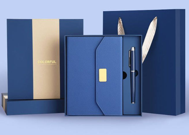 Journal blue leather with pen and gift box — iDecorators Kenya