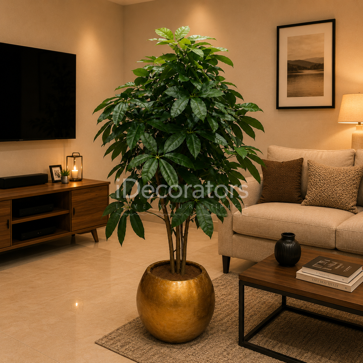 Luxury Artificial Money Tree in Gold Planter