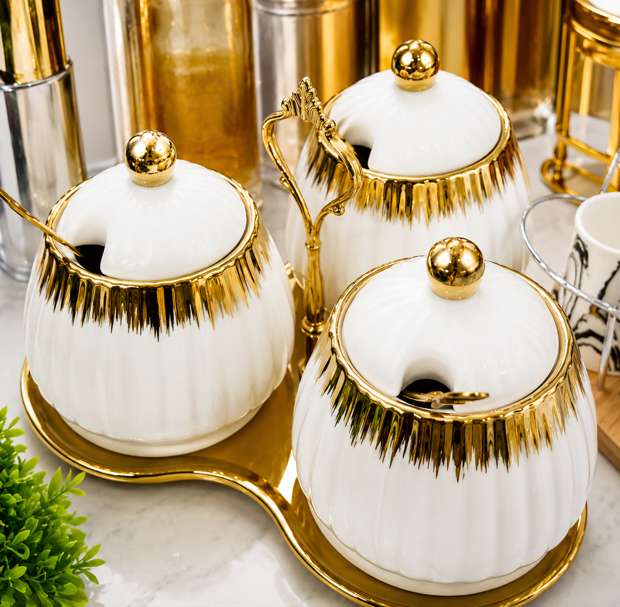 Luxury Ceramic Condiment Jar Set