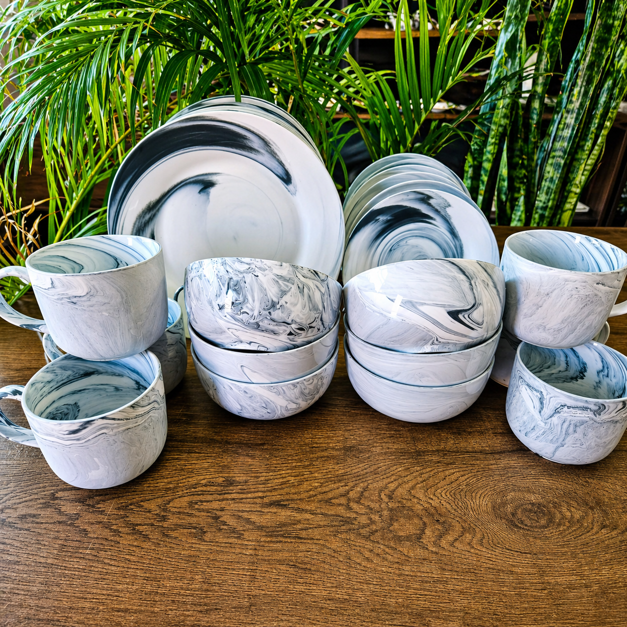 Marble ceramic dinnerset 24pcs