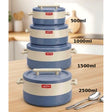 Blue and Cream: Insulated hot pot set blue and cream 4 sizes stacked on kitchen counter — iDecorators Kenya