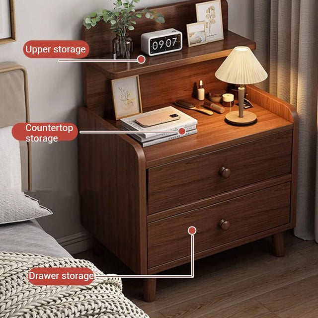 Minimalist Wooden Bedside Table with Drawer — 37x30x70cm rem