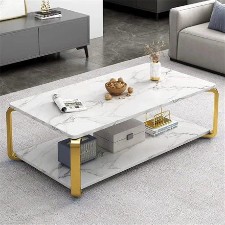 Modern Marble Coffee Table with Gold Legs beb