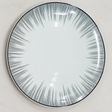 Round Ceramic Dinner Plates with Grey Radial Line Design and Black Rim, 10.5 Inch — 6 Pieces spn