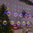 Multicoloured Ring Christmas LED Curtain Lights with Santa san