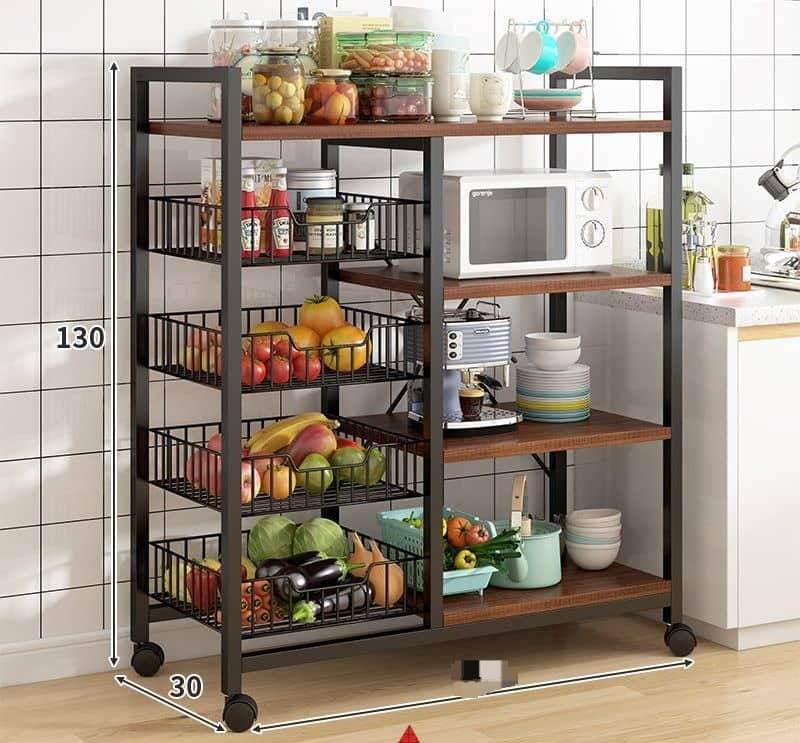 Multifunctional Strong Metallic kitchen Rack with movable and lockable ...