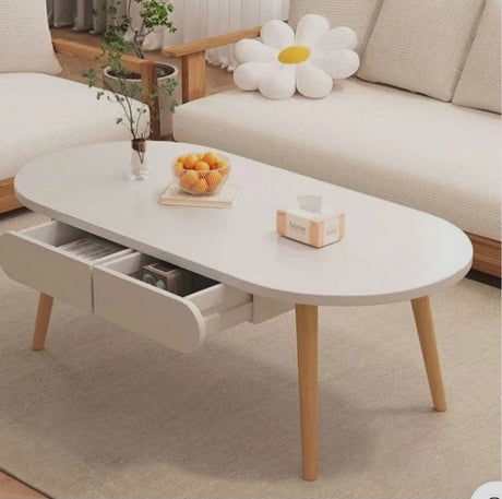 Oval Coffee Table with Storage Drawers | Wooden Leg Coffee Table Kenya beb