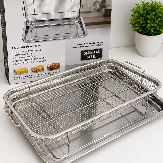 Oven air fryer tray and basket stainless steel set — iDecorators Kenya