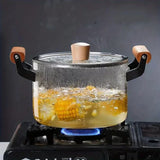 Heat Resistant Glass Pot with Wooden Handle
