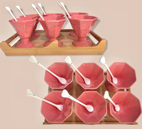 Pink and Gold Marble Ceramic Ice Cream Cups spn