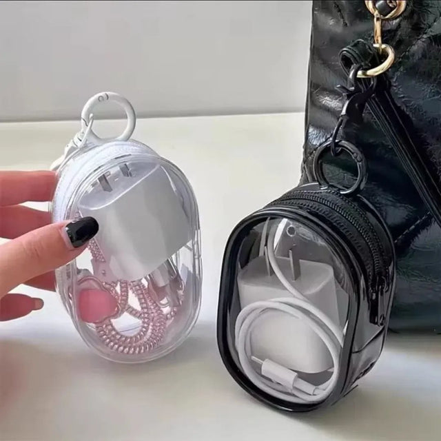 Portable Mini Clear Charger &amp; Cable Storage Bag grc