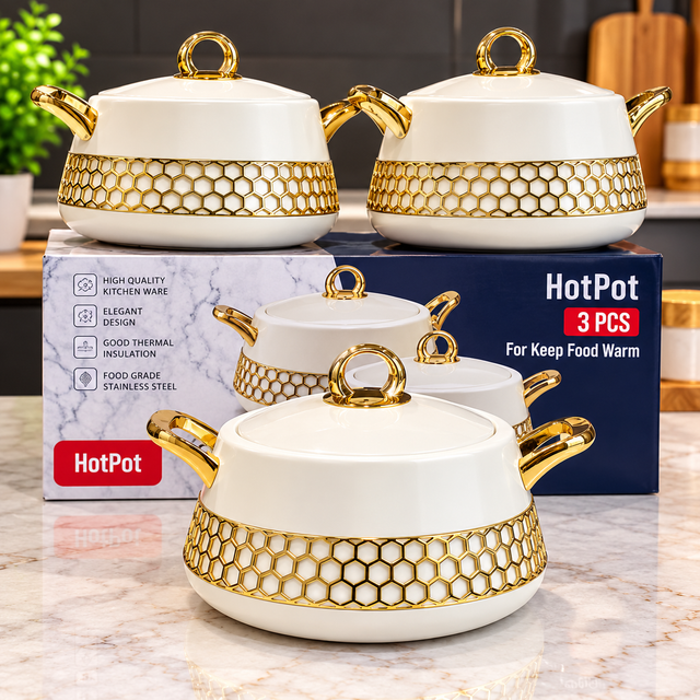 White Luxurious Insulated Casserole Food Warmer Set spn