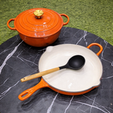 Premium Enamel Cast Iron Cookware Set 3pcs – 28cm Casserole & Skillet with Gold Knobs | Durable Multi-Purpose Cooking Pots Kenya