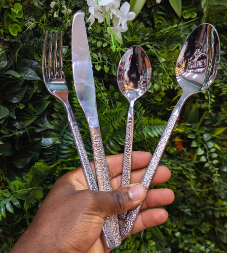 Premium Hammered Stainless Steel Cutlery Set for Elegant Dining in Kenya
