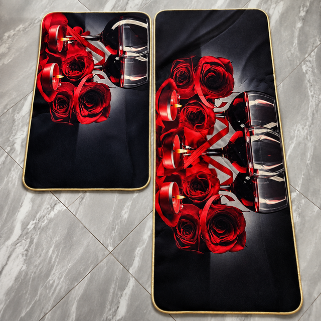 Premium Rubber Backed Kitchen Rug Set pes