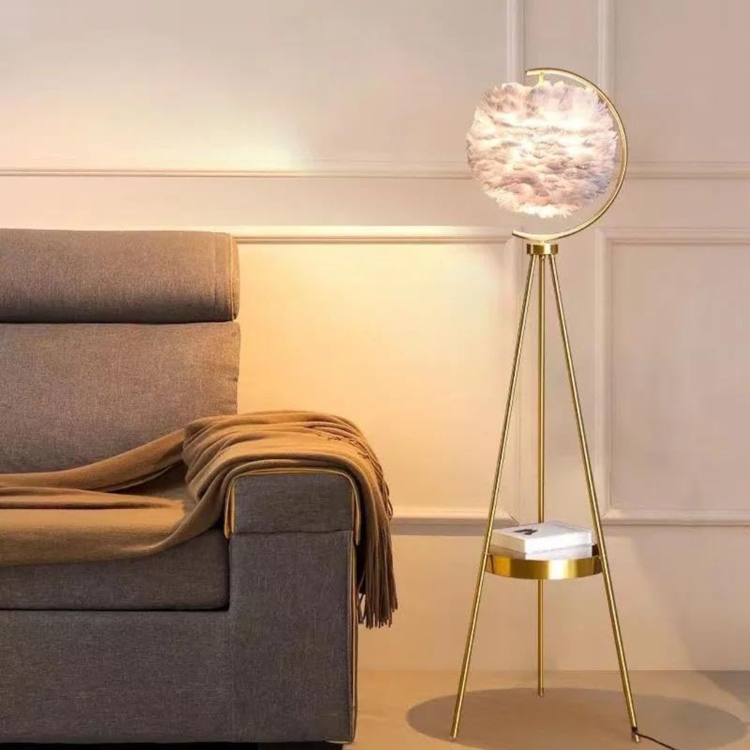 Metal Feather Floor Lamp