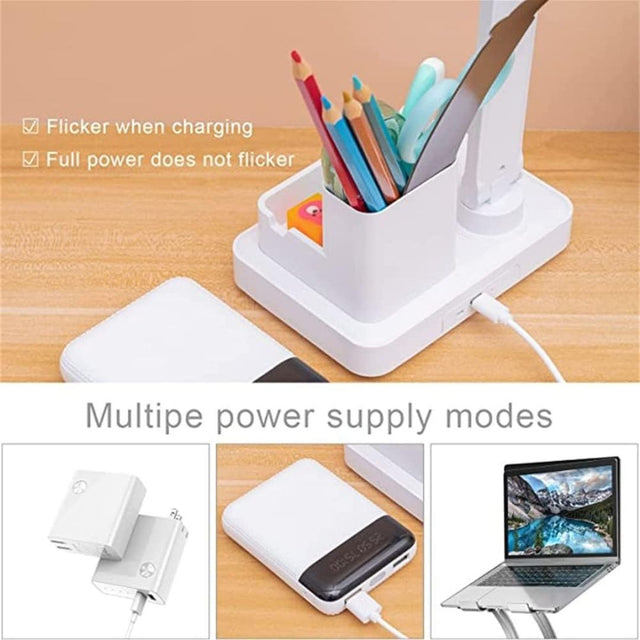 LED Desk Lamp with Dual Heads with pen holder