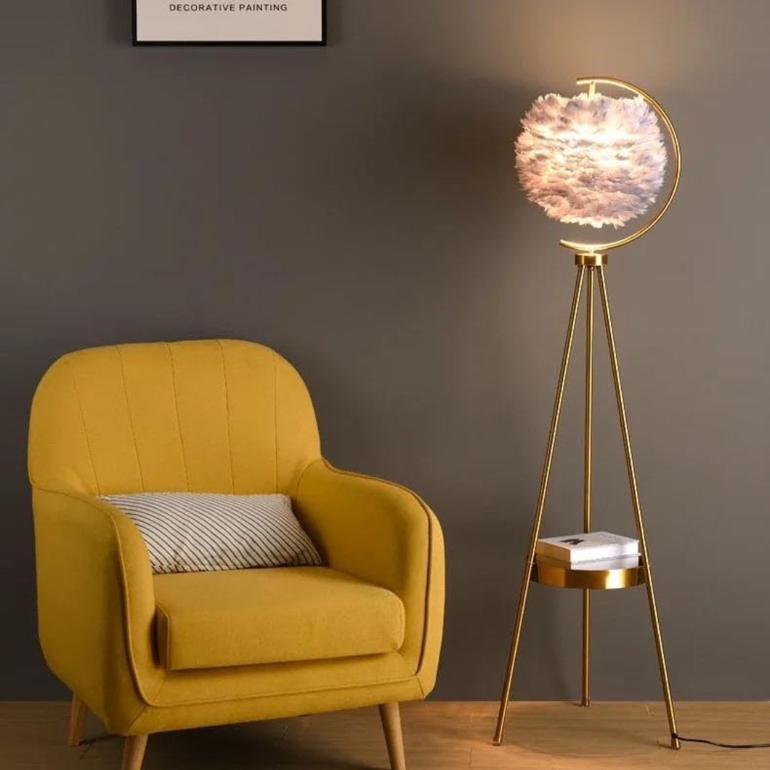 Metal Feather Floor Lamp
