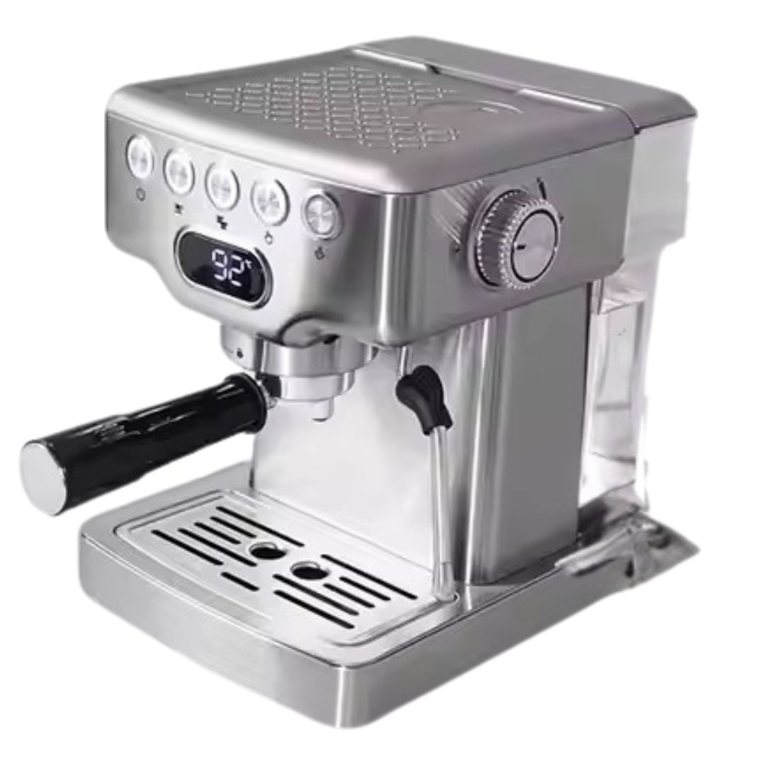 espresso machine
Espresso Machine Features:
15-bar pressure pump for rich, creamy espresso extraction

Steam wand for frothing milk – ideal for lattes, cappuccinos, and macchiatos

Dual shot option with easy button controls for single or double espresso

Removable water tank and drip tray for easy cleaning and refills

Compact and elegant design that fits any modern kitchen