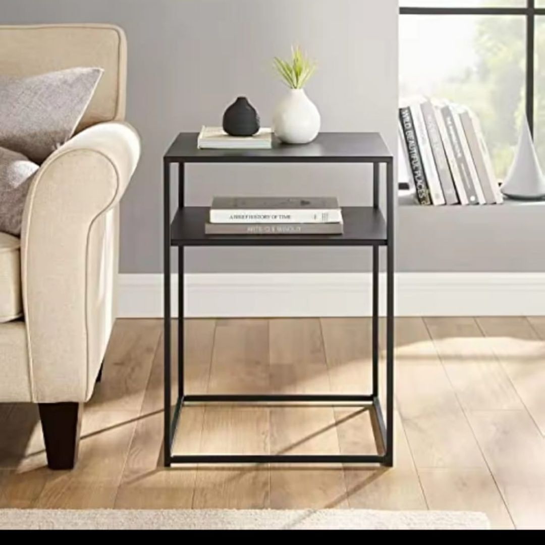 METALLIC SIDE TABLE//bedside//desk side 2layers
