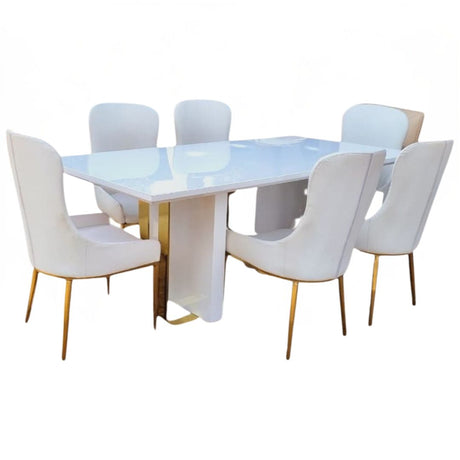 pure marble dining table with six chairs